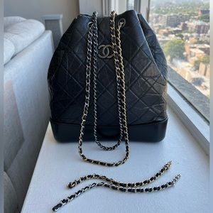 CHANEL Aged Calfskin Quilted Small Gabrielle *MODIFIED* Bag - Black